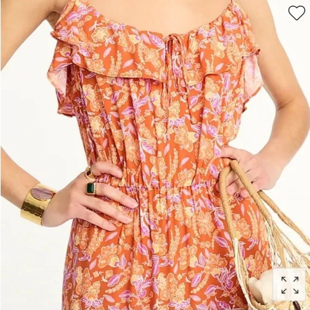 J. Crew Tiered Floral Orange Maxi Dress. Size S. NWT. - Picture 4 of 12